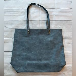 Thirty One Demin Blue Faux Leather Tote